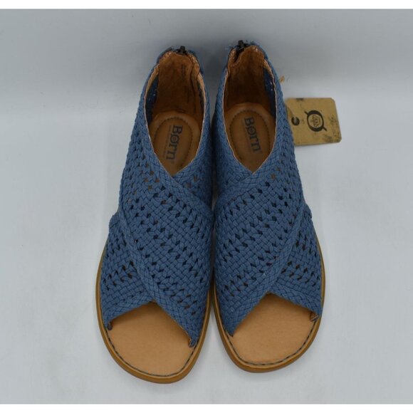 Born Womens Size 7 Iwa Mac Blue Zip Open Toe Sandals Shoes - Picture 7 of 13